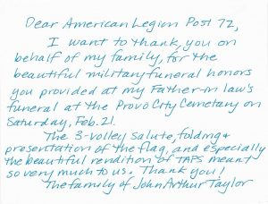Thank You From The Family of John Arthur Taylor photo 2